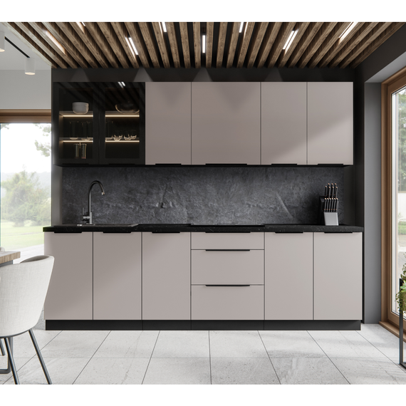 Dulap de colţ superior, caşmir/negru, ARAKA 60x60 GN-90 2F-poza 3-Dacenergy.ro