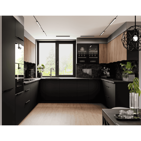 Uşă de maşină de spălat vase, nuc okapi/negru, MENZO ZM 713x596-poza 6-Dacenergy.ro