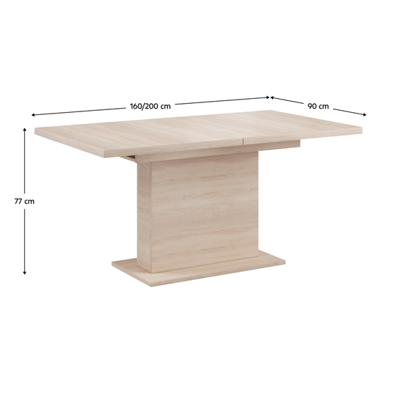 Masă extensibilă pentru sufragerie, stejar sonoma, 160-200x90 cm, BOBA-poza 4-Dacenergy.ro