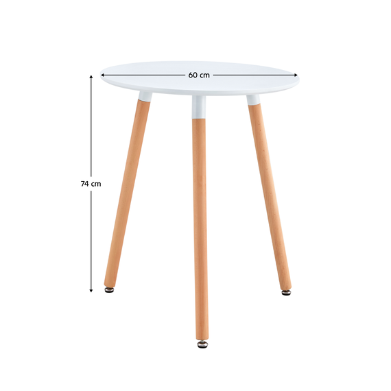 Masă dining, alb/fag, diametru 60 cm, ELCAN NEW TYP 1-Dacenergy.ro