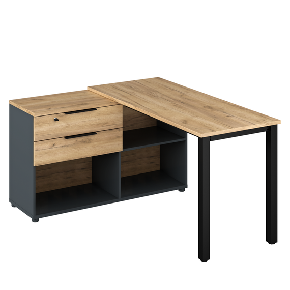 Birou de colţ pentru PC, grafit/stejar artisan, KLAUDIUS TIP 8-Dacenergy.ro