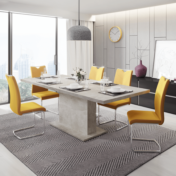 Masă extensibilă de sufragerie, beton, 160-200x90 cm, BOBA-poza 3-Dacenergy.ro