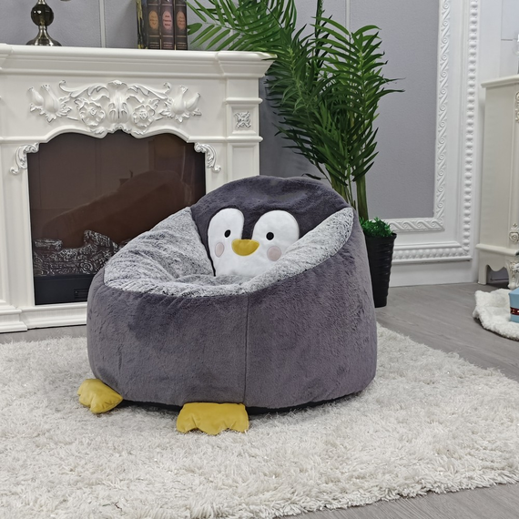 Fotoliu tip sac pinguin, gri, PINGO-poza 3-Dacenergy.ro