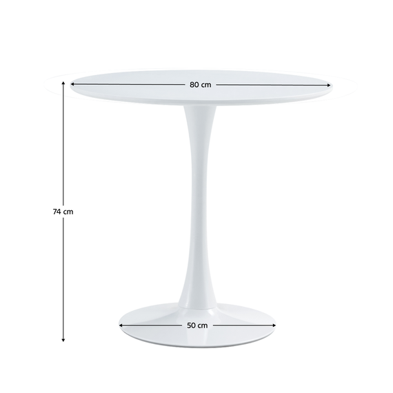 Masă dining, rundă, alb mat, diametru 80 cm, REVENTON NEW-poza 4-Dacenergy.ro