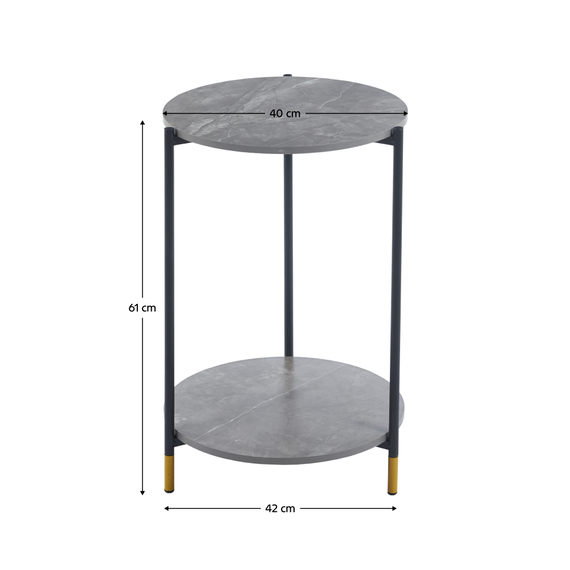 Măsuţă de cafea, marmură gri/negru, GAJAR-poza 5-Dacenergy.ro