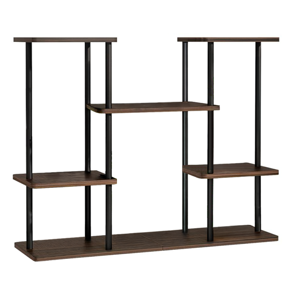 Suport pentru flori metalic, negru/lemn rustic, LEDER-poza 3-Dacenergy.ro