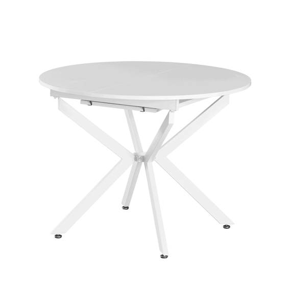 Masă extensibilă de dining, albă, 100x100-140x75 cm, ABERO TIP 1-Dacenergy.ro