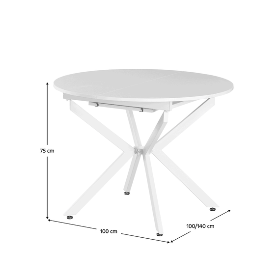 Masă extensibilă de dining, albă, 100x100-140x75 cm, ABERO TIP 1-poza 10-Dacenergy.ro