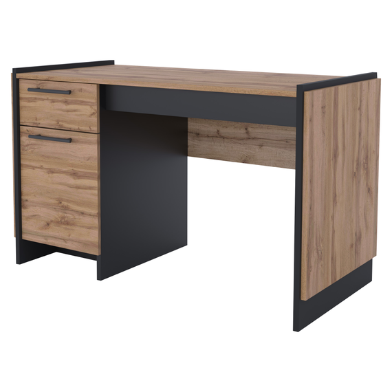 Masă PC 130, stejar wotan/negru, AMONI 1D1S-Dacenergy.ro