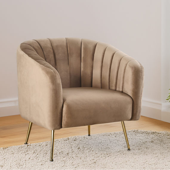 Fotoliu de design, ţesătură Velvet maro/gold crom-auriu, BAGY-poza 5-Dacenergy.ro