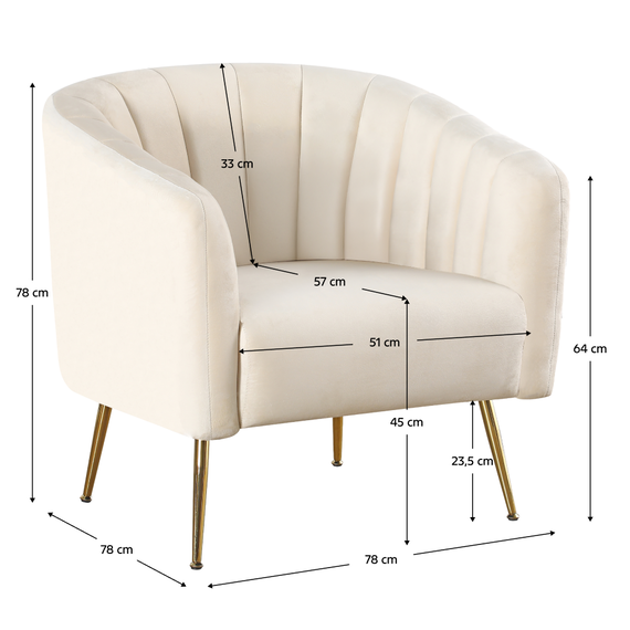 Fotoliu de design, ţesătură Velvet bej/gold crom-auriu, BAGY-poza 6-Dacenergy.ro