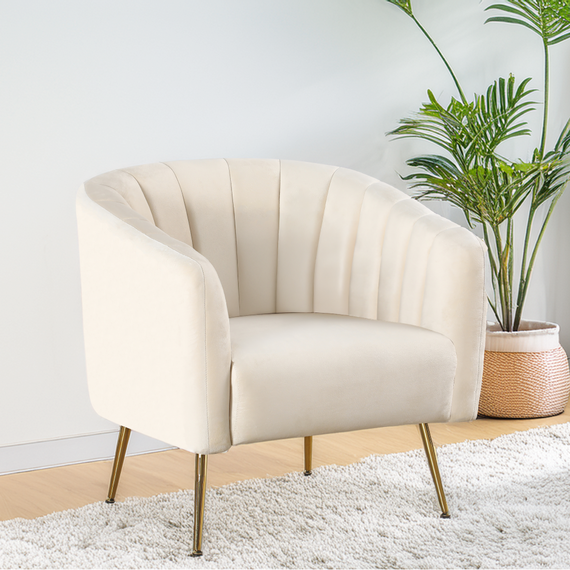 Fotoliu de design, ţesătură Velvet bej/gold crom-auriu, BAGY-poza 5-Dacenergy.ro