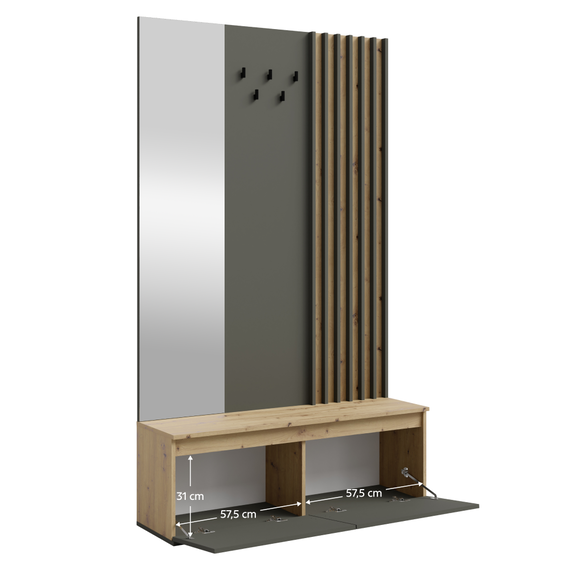 Set pentru hol, grafit/stejar artisan, DERIS-poza 4-Dacenergy.ro