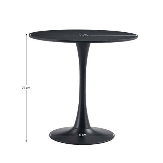 Masă de sufragerie, negru, diametru 80 cm, REVENTON NEW-poza 3-Dacenergy.ro
