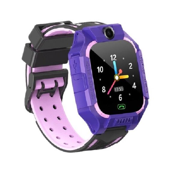 Ceas smartwatch copii DacEnergy©, ecran tactil de 1.44 inch, GPS, buton SOS, buton apel lateral, vorbire bidirectionala, alarma, laterna, monitorizare spion, culoare mov-Dacenergy.ro