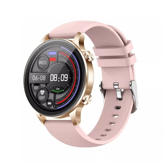 Ceas SmartWatch DacEnergy©, ecran tactil 1.32 inch, Android/ios, monitorizare ritm cardic, somn, memento sedentar, moduri sportive, roz-Dacenergy.ro