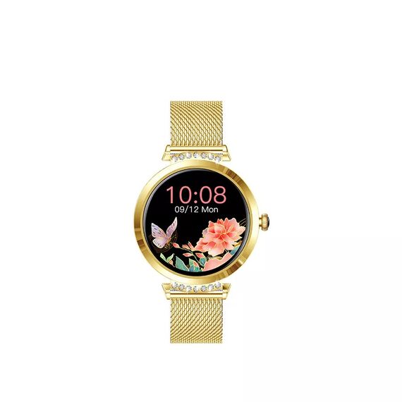 SmartWatch DacEnergy©, monitorizare fitness, Android ios, monitorizare ritm cardiac, tensiune arteriala, rezistent la apa, baterie 150mAh, 1.09 inch IPS 240x240, auriu-Dacenergy.ro