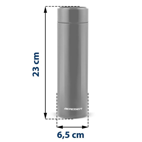 Termos, fabricat din otel inoxidabil, cu afisaj de temperatura pe capac, pastreaza temperatura pana la 12 ore calda sau rece, capacitatea de 420 ml, negru-poza 6-Dacenergy.ro