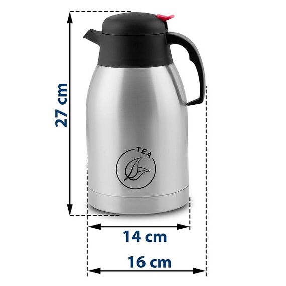 Termos de ceai, fabricat din otel inoxidabil, izolatie termica excelenta, maner ergonomic, buton de deblocare, capacitate 2000 ml, gri-poza 6-Dacenergy.ro