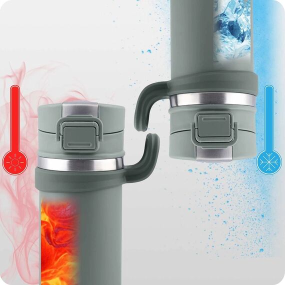 Termos, fabricat din otel inoxidabil, cu maner, forma ergonomica, pastreaza temperatura pana la 12 ore calda sau rece, capacitate 450 ml, gri si argintiu-poza 7-Dacenergy.ro