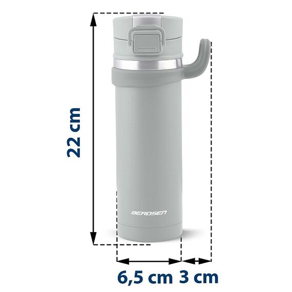 Termos, fabricat din otel inoxidabil, cu maner, forma ergonomica, pastreaza temperatura pana la 12 ore calda sau rece, capacitate 450 ml, gri si argintiu-poza 8-Dacenergy.ro