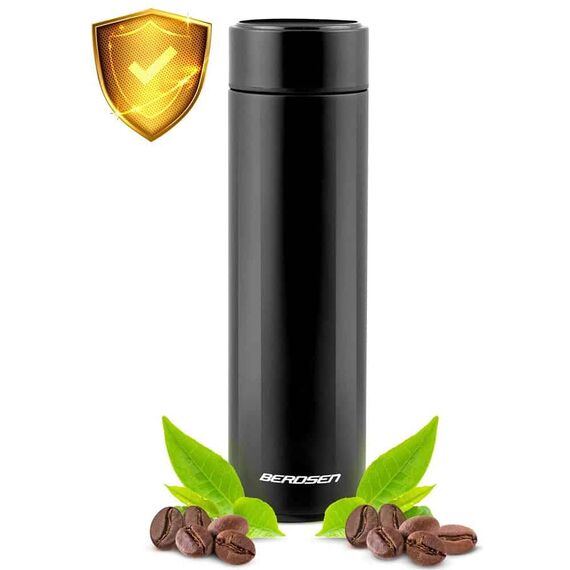 Termos, fabricat din otel inoxidabil, cu afisaj de temperatura pe capac, pastreaza temperatura pana la 12 ore calda sau rece, capacitatea de 420 ml, negru-poza 9-Dacenergy.ro