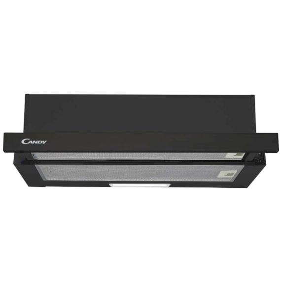 Hota incorporabila telescopica Candy CBT625/2B, Capacitate de absorbtie 332m3/h, 2 trepte de viteza, Iluminare LED, 2 filtre, Clasa B, 60 cm, Negru-Dacenergy.ro