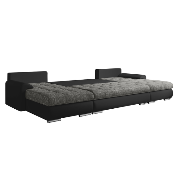 Set canapea universal, piele ecologică negru/melir gri, TOLITA U UNI-poza 3-Dacenergy.ro