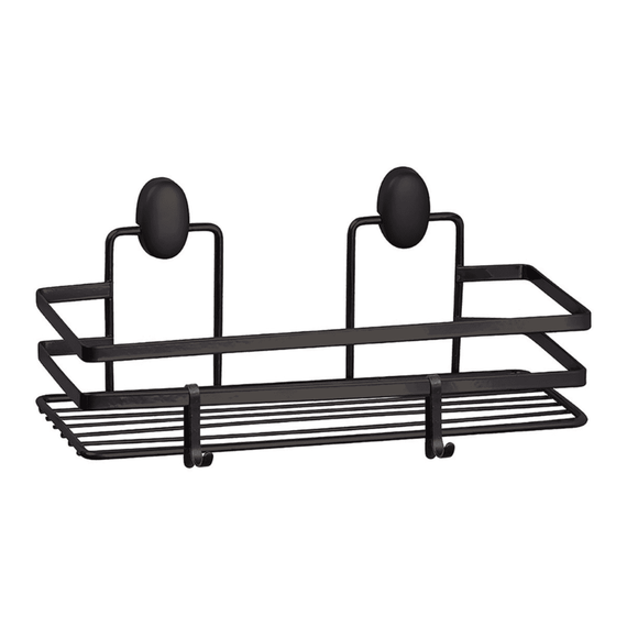 Etajera baie, din otel, design modern, montaj pe perete, cu suruburi, 1 raft, 30 x 13 x 12.5 cm, negru, Culoare: Negru, Inaltime: 12.5 cm-Dacenergy.ro