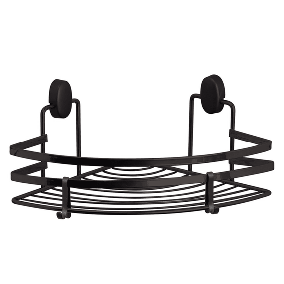 Etajera baie, din otel, design modern, montaj pe perete, cu suruburi, 1 raft, 22 x 22 x 12.5 cm, negru-Dacenergy.ro