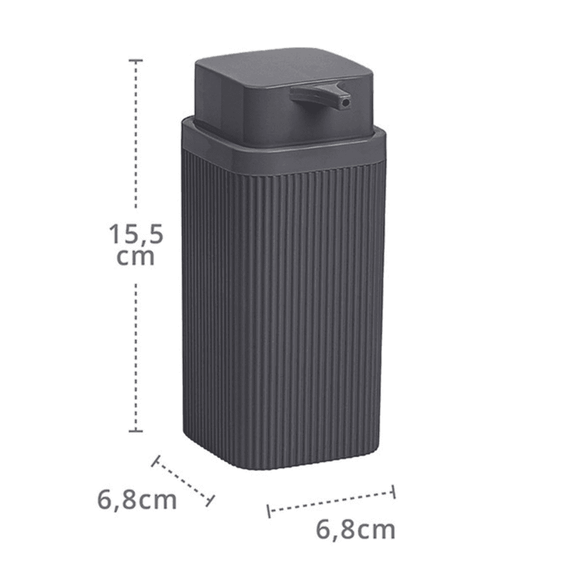 Dozator sapun lichid, pentru baie sau bucatarie, fabricat din polistiren, durabil si usor de intretinut, 0.4 L, 6.8 x 6.8 x 15.5 cm, antracit, Culoare: Antracit-poza 2-Dacenergy.ro