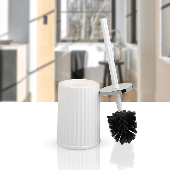 Perie WC, polipropilena si ABS, montaj stativ, design modern,11.9 x 11.9 x 34 cm, alb si cromat, Culoare: Alb, Cromat-poza 3-Dacenergy.ro