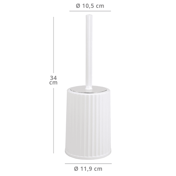 Perie WC, polipropilena si ABS, montaj stativ, design modern,11.9 x 11.9 x 34 cm, alb si cromat, Culoare: Alb, Cromat-poza 4-Dacenergy.ro