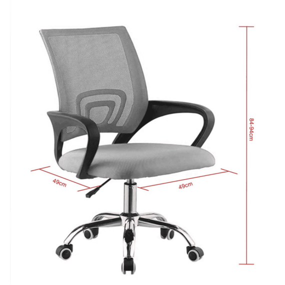 Scaun birou ergonomic DacEnergy©, sezutul cu burete si mesh, design simplu si modern, greutate suportata 100 kg, inaltimea 84-94 cm, gri si negru, Culoare: Gri, Negru-poza 3-Dacenergy.ro
