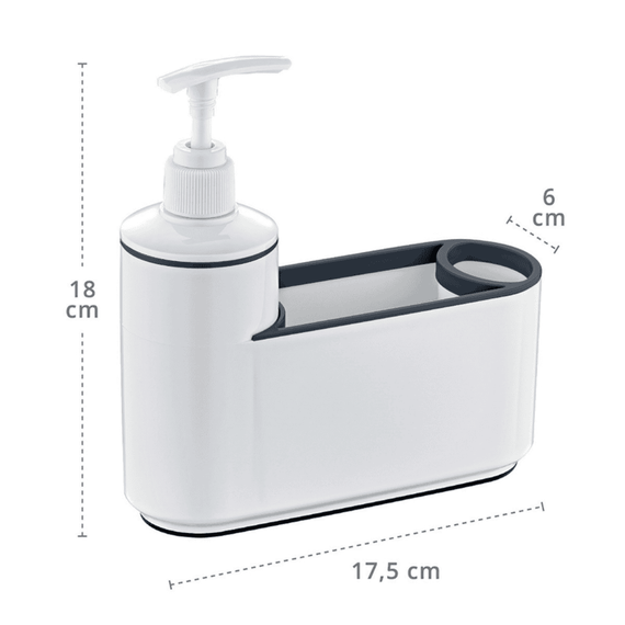 Set accesorii baie, fabricat din polistiren, dozator pentru sapun lichid si organizator, 0.2 L, 18 x 17.5 x 6 cm, alb, Culoare: Alb-poza 2-Dacenergy.ro