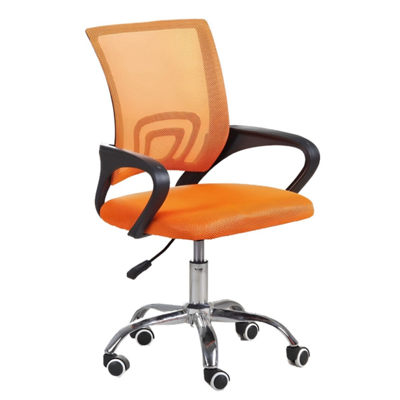 Scaun birou ergonomic DacEnergy©, sezutul cu burete si mesh, design simplu si modern, greutate suportata 100 kg, inaltimea 84-94 cm, portocaliu si negru, Culoare: Portocaliu, Negru-Dacenergy.ro