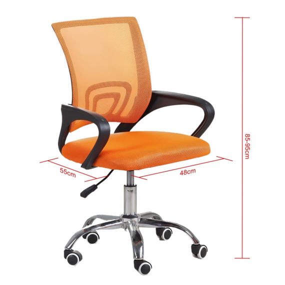 Scaun birou ergonomic DacEnergy©, sezutul cu burete si mesh, design simplu si modern, greutate suportata 100 kg, inaltimea 84-94 cm, portocaliu si negru, Culoare: Portocaliu, Negru-poza 2-Dacenergy.ro