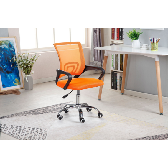 Scaun birou ergonomic DacEnergy©, sezutul cu burete si mesh, design simplu si modern, greutate suportata 100 kg, inaltimea 84-94 cm, portocaliu si negru, Culoare: Portocaliu, Negru-poza 3-Dacenergy.ro