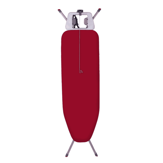 Masa de calcat, structura metalica, husa din bumbac, suport pentru rufe, priza si suport pentru cablul electric, 120 x 38 x 95 cm, rosu-poza 2-Dacenergy.ro