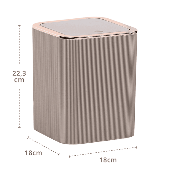 Cos de gunoi, realizat din plastic, forma dreptunghiulara, design modern si elegant, 5 L, 18 x 18 x 22.5 cm, culoarea maro si roz, Culoare: Maro, Roz-poza 3-Dacenergy.ro