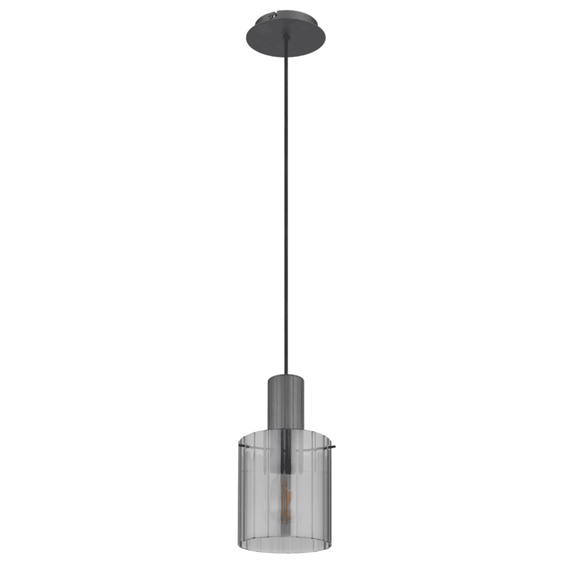 Suspensie, realizata din metal, un abajur din sticla fumurie, 180 x 1500 mm, IP20, o sursa cu soclu E27, gri inchis-poza 3-Dacenergy.ro