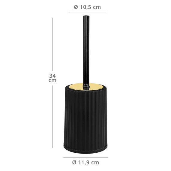 Perie WC, polipropilena si ABS, montaj stativ, design modern, 11.9 x 11.9 x 34 cm, negru si auriu, Culoare: Negru, Auriu-poza 3-Dacenergy.ro