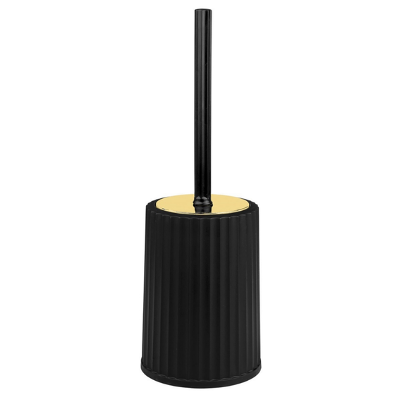 Perie WC, polipropilena si ABS, montaj stativ, design modern, 11.9 x 11.9 x 34 cm, negru si auriu, Culoare: Negru, Auriu-Dacenergy.ro