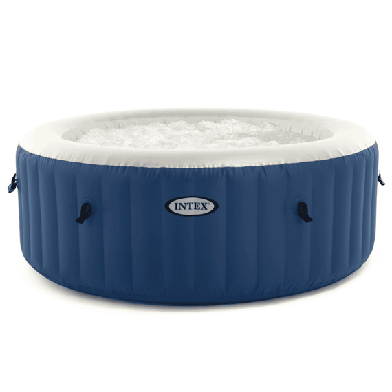 Piscina gonflabila cu hidromasaj Intex, 4 persoane, capac termoizolant pentru mentinerea temperaturii apei, dozator chimic plutitor, cartus filtrare, sistem de umflare automat, 180 x 66 cm, albastru-Dacenergy.ro