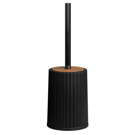 Perie WC, polipropilena si ABS, montaj stativ, design modern, 11.9 x 11.9 x 34 cm, negru si lemn, Culoare: Negru, Lemn-Dacenergy.ro