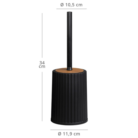 Perie WC, polipropilena si ABS, montaj stativ, design modern, 11.9 x 11.9 x 34 cm, negru si lemn, Culoare: Negru, Lemn-poza 4-Dacenergy.ro