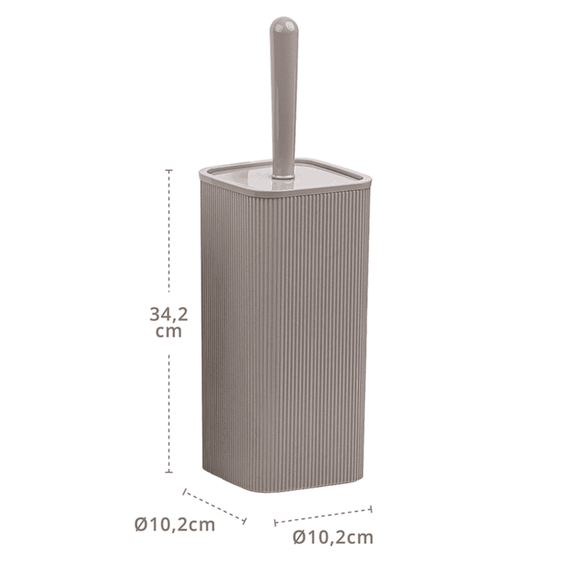 Perie WC, polistiren si ABS, montaj stativ, design modern, 10.2 x 10.2 x 34.2 cm, maro, Culoare: Maro-poza 3-Dacenergy.ro