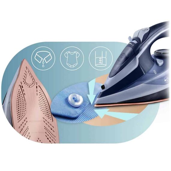 Fier de calcat cu abur, talpa ceramica, oprire automata, autocuratare, protectie la supraincalzire, rezervor de apa de 350 ml, abur vertical, reglare a temperaturii, 3000 W, albastru, Culoare: Albastru-poza 4-Dacenergy.ro