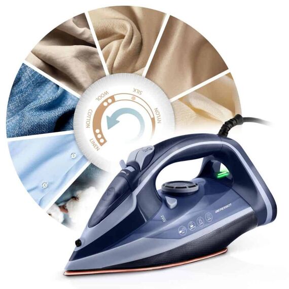 Fier de calcat cu abur, talpa ceramica, oprire automata, autocuratare, protectie la supraincalzire, rezervor de apa de 350 ml, abur vertical, reglare a temperaturii, 3000 W, albastru, Culoare: Albastru-poza 5-Dacenergy.ro