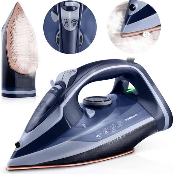 Fier de calcat cu abur, talpa ceramica, oprire automata, autocuratare, protectie la supraincalzire, rezervor de apa de 350 ml, abur vertical, reglare a temperaturii, 3000 W, albastru, Culoare: Albastru-poza 9-Dacenergy.ro